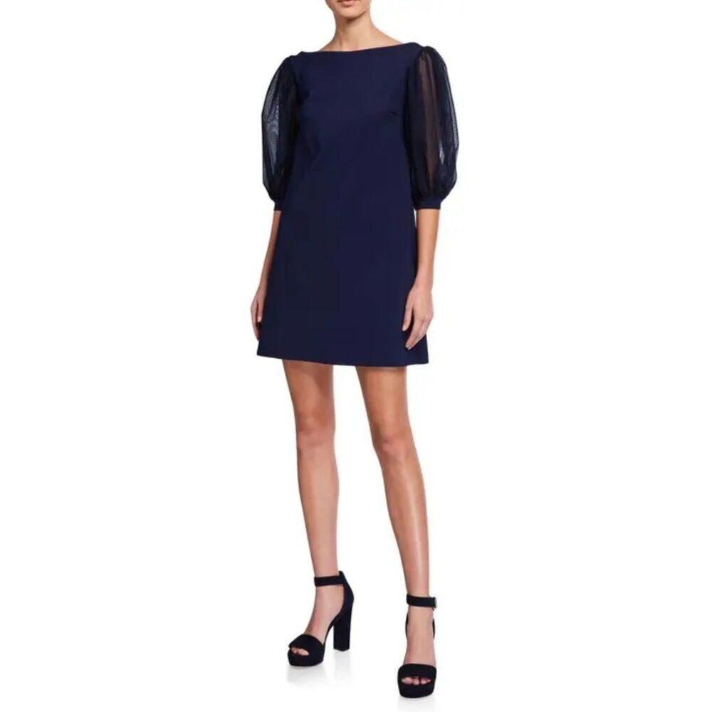 CHIARA BONI LA PETITE ROBE Organza-Sleeve A-Line Dress, Sz 42 (6)